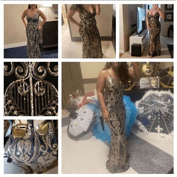 Formal Sequin Backless Long Evening Gown Maxi Wedding Slip Dress SIZE 4 NEW - Picture 9 of 10